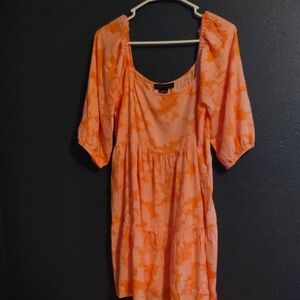Sanctuary Orange Floral Mini Baby Doll Dress